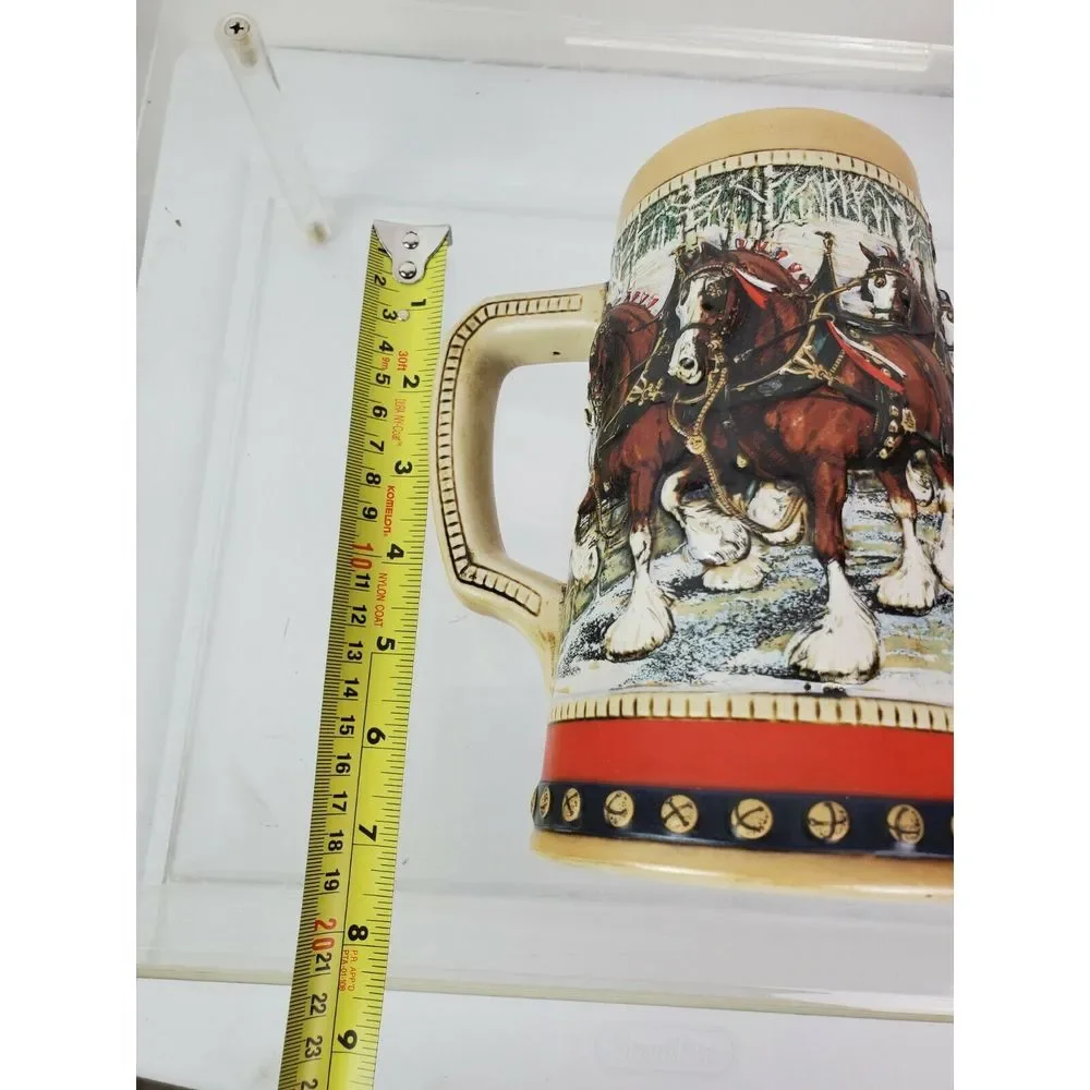 Vintage 1988 Budweiser‎ Holiday Beer Stein Clydesdales Collector